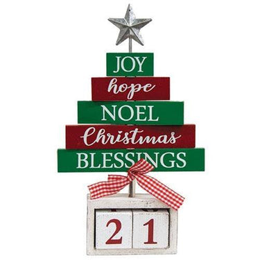 Wooden Christmas Blessings Countdown Tree - The Fox Decor